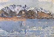 Ferdinand Hodler Thunersee mit Stockhornkette oil